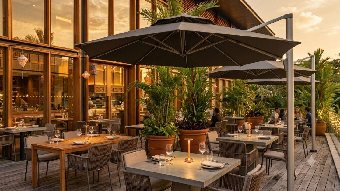Why commercial-grade outdoor umbrellas cost more, and why that matters in Malaysia's climate - Umbrello Malaysia