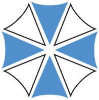 Blue and white Umbrello logo with transparent background