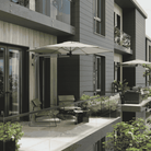 Shadowspec Retreat Wall Mounted umbrella on townhouse balcony