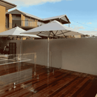 Shadowspec Serenity Rotating Cantilever Umbrella with light grey canopy on a roof terrace