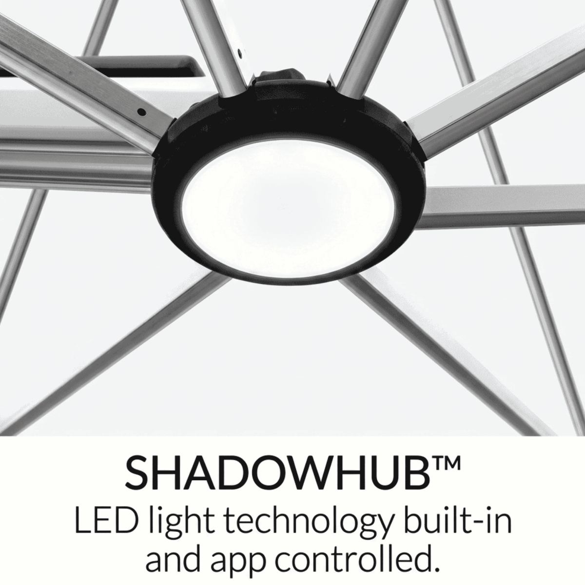 Picture of Shadowhub which is the smart LED hub built into Shadowspec Serenity and Unity umbrellas
